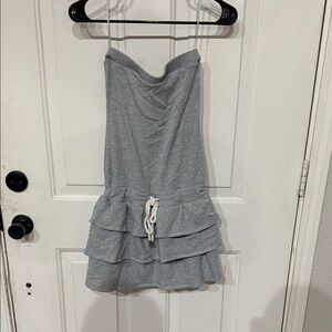 Gray Strapless Ruffle Dress